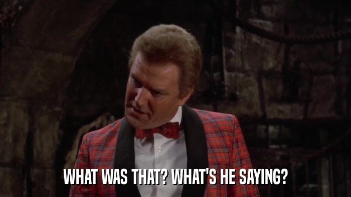 WHAT WAS THAT? WHAT'S HE SAYING?  