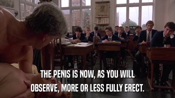 THE PENIS IS NOW, AS YOU WILL OBSERVE, MORE OR LESS FULLY ERECT. 