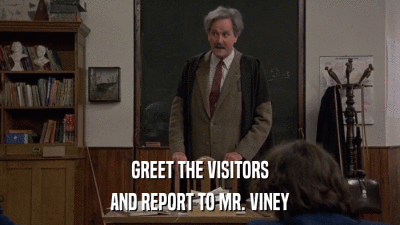 GREET THE VISITORS AND REPORT TO MR. VINEY 