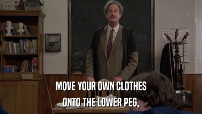 MOVE YOUR OWN CLOTHES ONTO THE LOWER PEG, 
