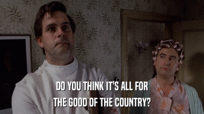 DO YOU THINK IT'S ALL FOR THE GOOD OF THE COUNTRY? 