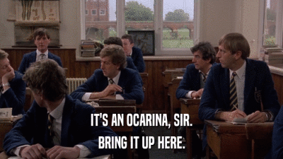 IT'S AN OCARINA, SIR. BRING IT UP HERE. 
