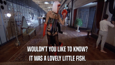 WOULDN'T YOU LIKE TO KNOW? IT WAS A LOVELY LITTLE FISH. 