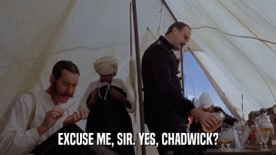 EXCUSE ME, SIR. YES, CHADWICK?  
