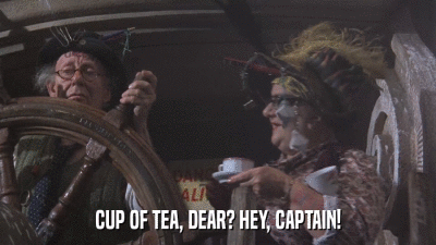 CUP OF TEA, DEAR? HEY, CAPTAIN!  