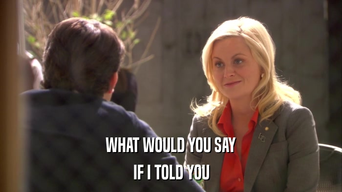 WHAT WOULD YOU SAY IF I TOLD YOU 