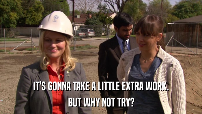 IT'S GONNA TAKE A LITTLE EXTRA WORK. BUT WHY NOT TRY? 