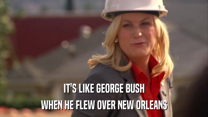 IT'S LIKE GEORGE BUSH WHEN HE FLEW OVER NEW ORLEANS 