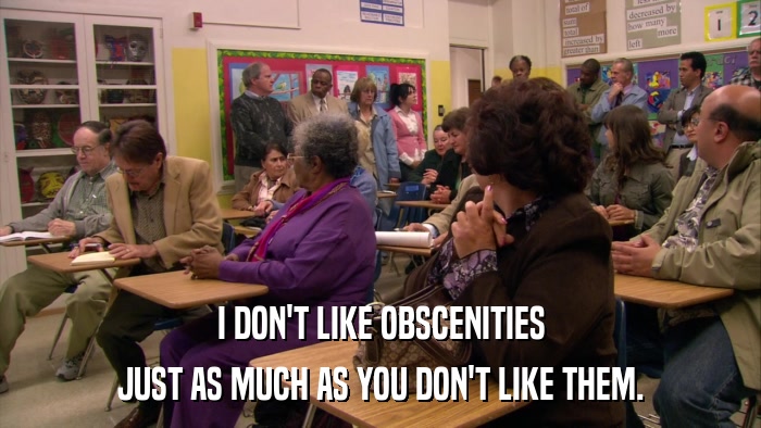 I DON'T LIKE OBSCENITIES JUST AS MUCH AS YOU DON'T LIKE THEM. 