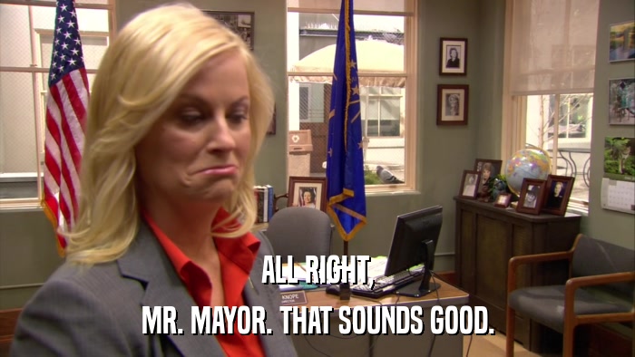 ALL RIGHT, MR. MAYOR. THAT SOUNDS GOOD. 