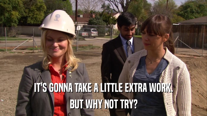 IT'S GONNA TAKE A LITTLE EXTRA WORK. BUT WHY NOT TRY? 