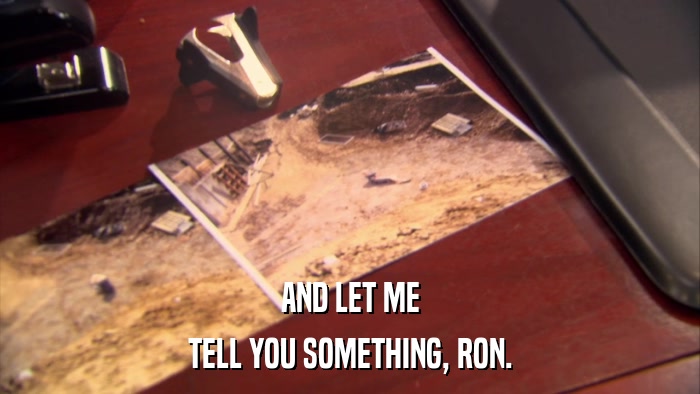 AND LET ME TELL YOU SOMETHING, RON. 