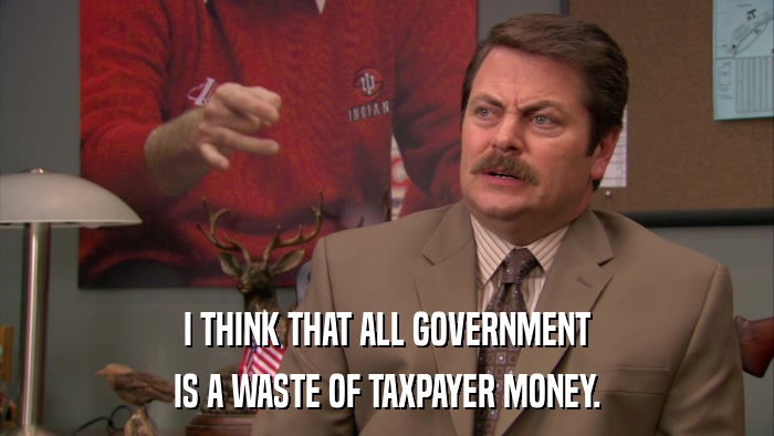 I THINK THAT ALL GOVERNMENT IS A WASTE OF TAXPAYER MONEY. 