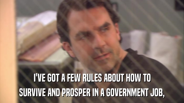 I'VE GOT A FEW RULES ABOUT HOW TO SURVIVE AND PROSPER IN A GOVERNMENT JOB, 
