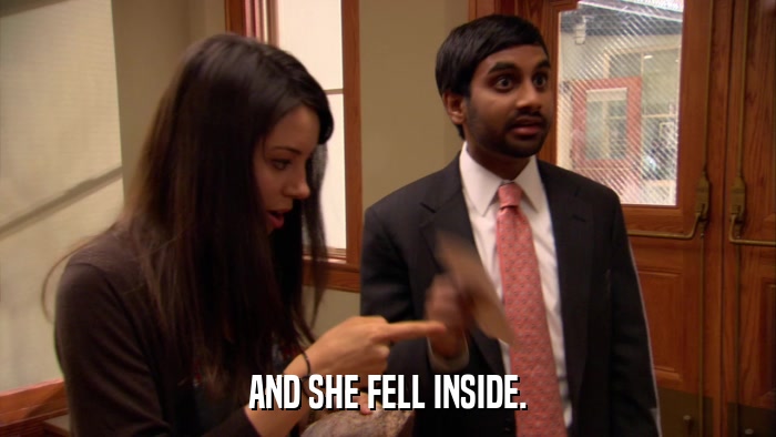 AND SHE FELL INSIDE.  