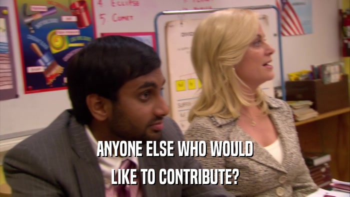 ANYONE ELSE WHO WOULD LIKE TO CONTRIBUTE? 