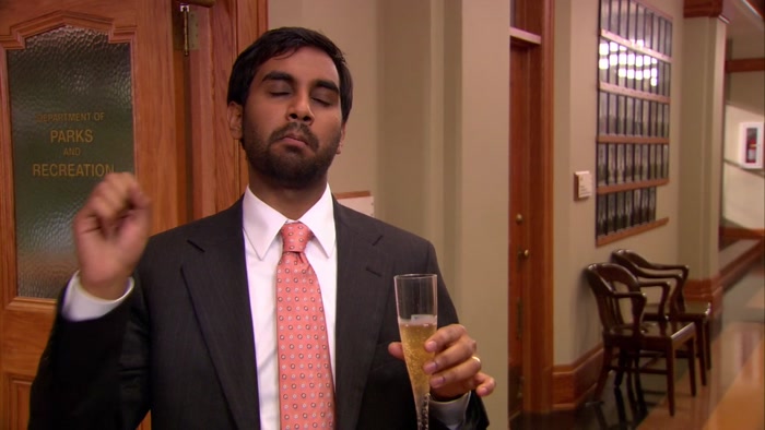AND LESLIE GETS PLASTERED.  