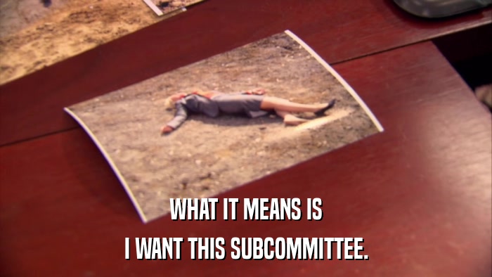 WHAT IT MEANS IS I WANT THIS SUBCOMMITTEE. 