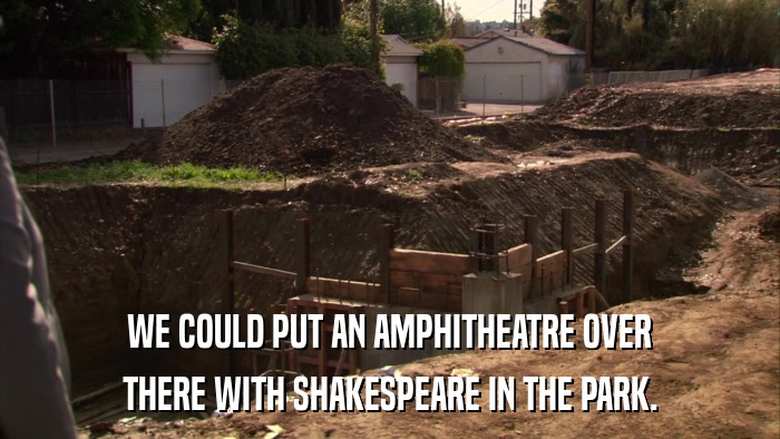 WE COULD PUT AN AMPHITHEATRE OVER THERE WITH SHAKESPEARE IN THE PARK. 