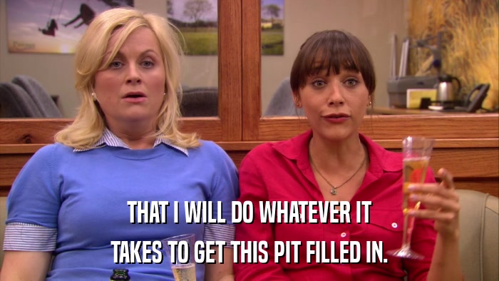 THAT I WILL DO WHATEVER IT TAKES TO GET THIS PIT FILLED IN. 