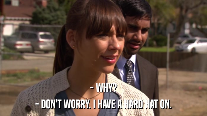 - WHY? - DON'T WORRY. I HAVE A HARD HAT ON. 
