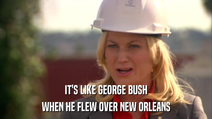 IT'S LIKE GEORGE BUSH WHEN HE FLEW OVER NEW ORLEANS 