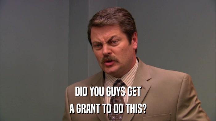 DID YOU GUYS GET A GRANT TO DO THIS? 