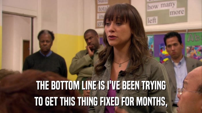 THE BOTTOM LINE IS I'VE BEEN TRYING TO GET THIS THING FIXED FOR MONTHS, 