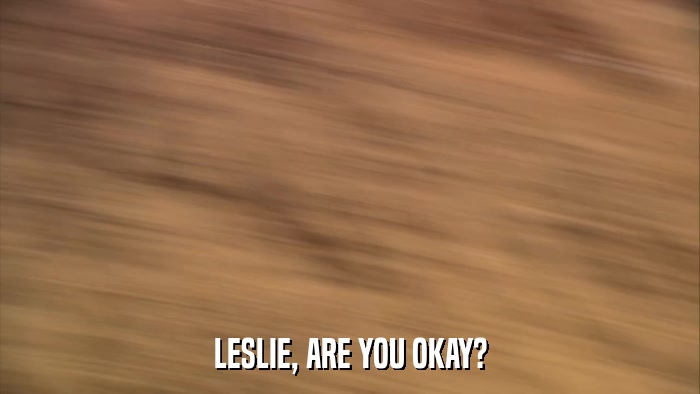 LESLIE, ARE YOU OKAY?  