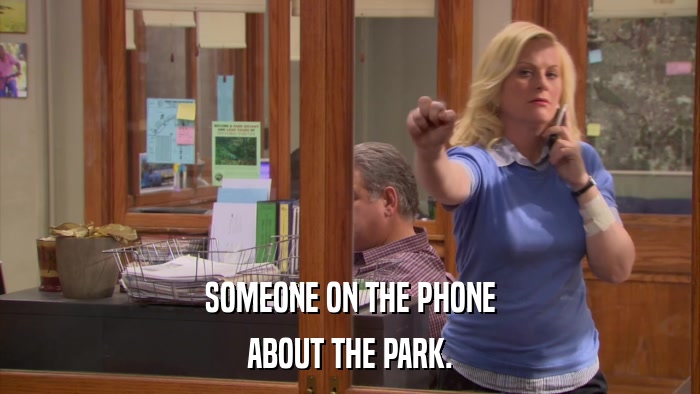 SOMEONE ON THE PHONE ABOUT THE PARK. 