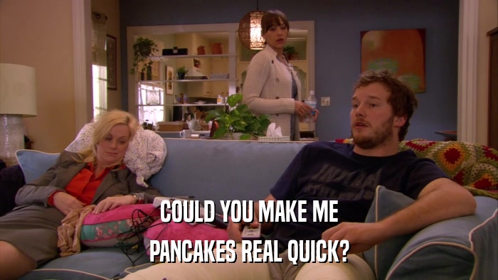 COULD YOU MAKE ME PANCAKES REAL QUICK? 