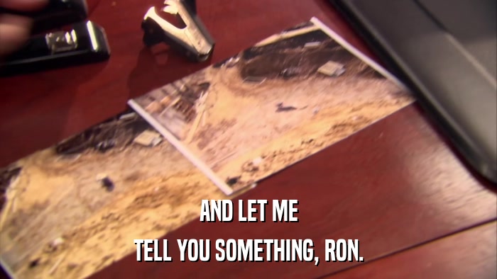 AND LET ME TELL YOU SOMETHING, RON. 
