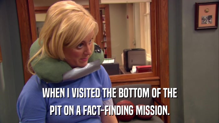 WHEN I VISITED THE BOTTOM OF THE PIT ON A FACT-FINDING MISSION. 