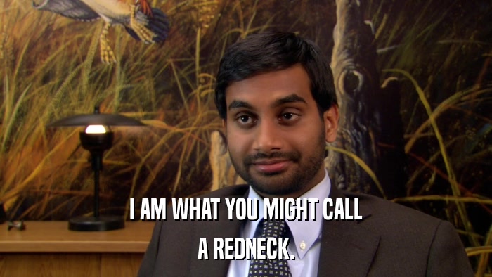 I AM WHAT YOU MIGHT CALL A REDNECK. 