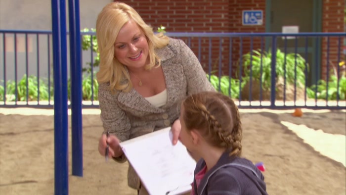 MY NAME IS LESLIE KNOPE, AND I WORK FOR THE PARKS AND RECREATION DEPARTMENT. 