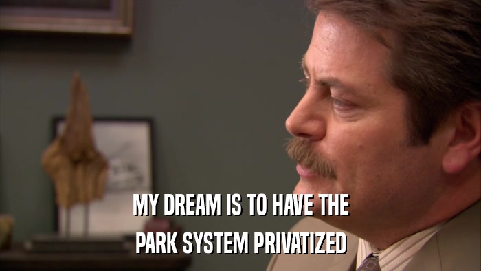MY DREAM IS TO HAVE THE PARK SYSTEM PRIVATIZED 