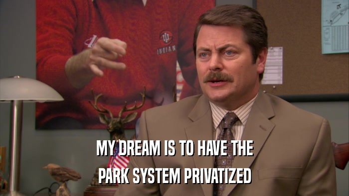 MY DREAM IS TO HAVE THE PARK SYSTEM PRIVATIZED 