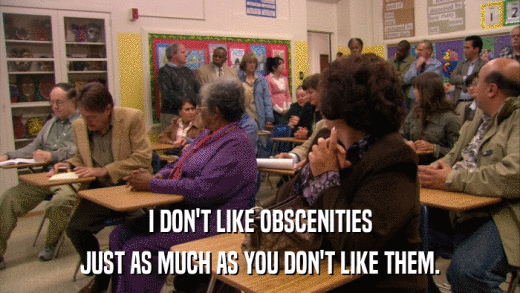 I DON'T LIKE OBSCENITIES JUST AS MUCH AS YOU DON'T LIKE THEM. 