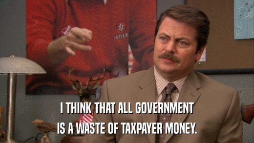 I THINK THAT ALL GOVERNMENT IS A WASTE OF TAXPAYER MONEY. 