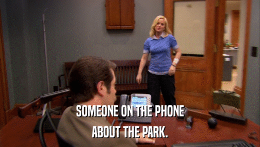 SOMEONE ON THE PHONE ABOUT THE PARK. 