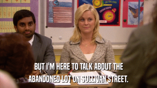 BUT I'M HERE TO TALK ABOUT THE ABANDONED LOT ON SULLIVAN STREET. 