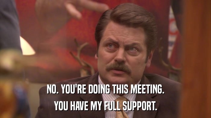 NO. YOU'RE DOING THIS MEETING. YOU HAVE MY FULL SUPPORT. 