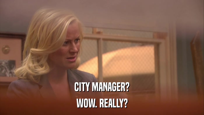CITY MANAGER? WOW. REALLY? 