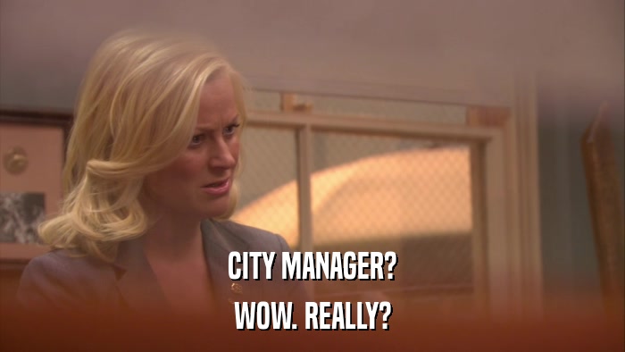 CITY MANAGER? WOW. REALLY? 