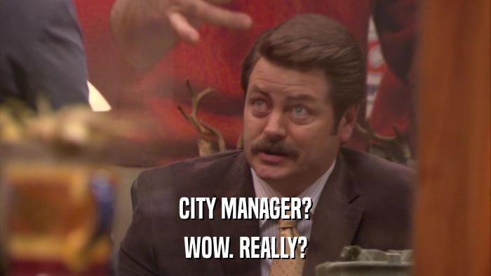 CITY MANAGER? WOW. REALLY? 