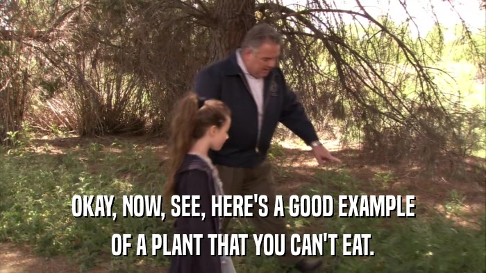 OKAY, NOW, SEE, HERE'S A GOOD EXAMPLE OF A PLANT THAT YOU CAN'T EAT. 