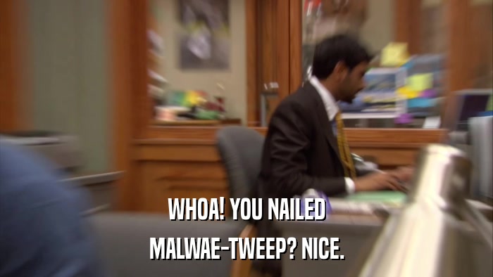 WHOA! YOU NAILED MALWAE-TWEEP? NICE. 