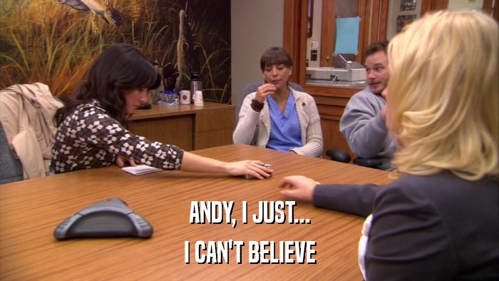 ANDY, I JUST... I CAN'T BELIEVE 