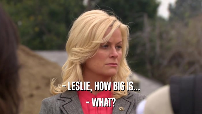 - LESLIE, HOW BIG IS... - WHAT? 