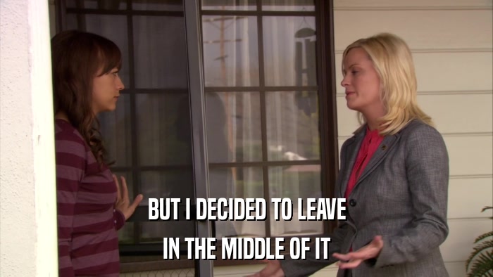 BUT I DECIDED TO LEAVE IN THE MIDDLE OF IT 